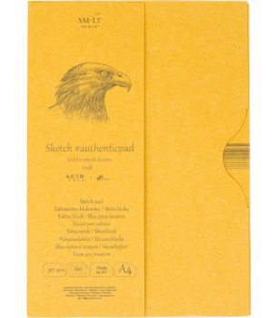 Vázlattömb - SMLT Authenticpad Kraft, Natúr barna, mappában - 90gr, 60 lapos A4