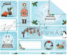   Kartonpapír - Karácsony, Diótörő és Hógömb ajándékkísérő kártya - mintás Karton, 300g, 1 lap