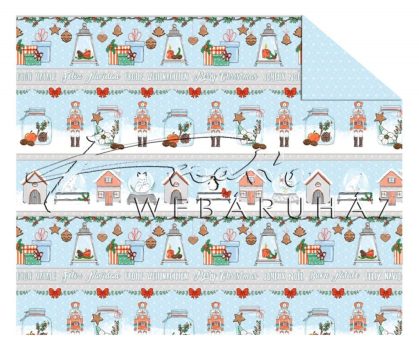 Kartonpapír - Karácsony, téli házikók és Diótörő sormintás Karton, 300 g, 1 lap