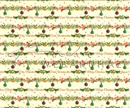 Kartonpapír - Karácsonyi varázslat Díszített fenyőfaágak sormintás Karton, 300g, 1 lap