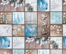 Kartonpapír - Skanzen Karácsony, Kék-fehér kézműves Karácsonyi díszek fotómontázs