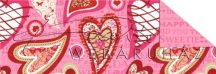   Kartonpapír - Díszített szívek, rózsaszín feliratok mintás karton, 29,5x20cm, 1 lap