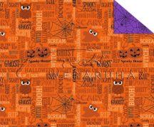 Kartonpapír - Halloween színes, feliratos, bagoly, szellem, pók mintás Karton, 300 g, 1 lap