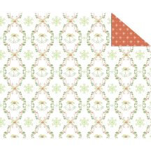   Kartonpapír- Karácsonyi klasszikus piros-zöld, hópelyhes és csengettyűs, designkarton, 1 lap