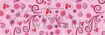 Kartonpapír - Piros apró szívecskék és virágok mintás Karton, rózsaszín alapszín, 1 lap