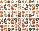 Kartonpapír - Karácsonyi varázslat apró körös mozaik, karácsonyi motívumok barna narancs