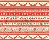 Kartonpapír - Nosztalgia Karácsony Piros-krémfehér, madárka, fagyöngy, koszorú sormintás