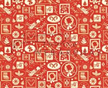 Kartonpapír - "Nosztalgia Karácsony" Piros-fehér, madárka mintás karton, 29,5x20cm