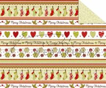 Kartonpapír - "Karácsonyi tradíciók" Piros, zöld szív, téli karton, 29,5x20cm