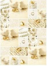 Kartonpapír csomag - Esküvői krém és arany mintás fehér karton arany fóliázással, A4 - 25 lap
