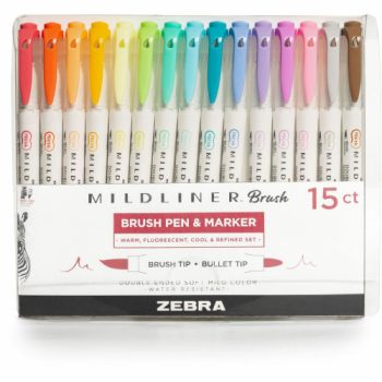 Zebra Mildliner Szövegkiemelő Szett - Kétvégű - 15 db-os készlet